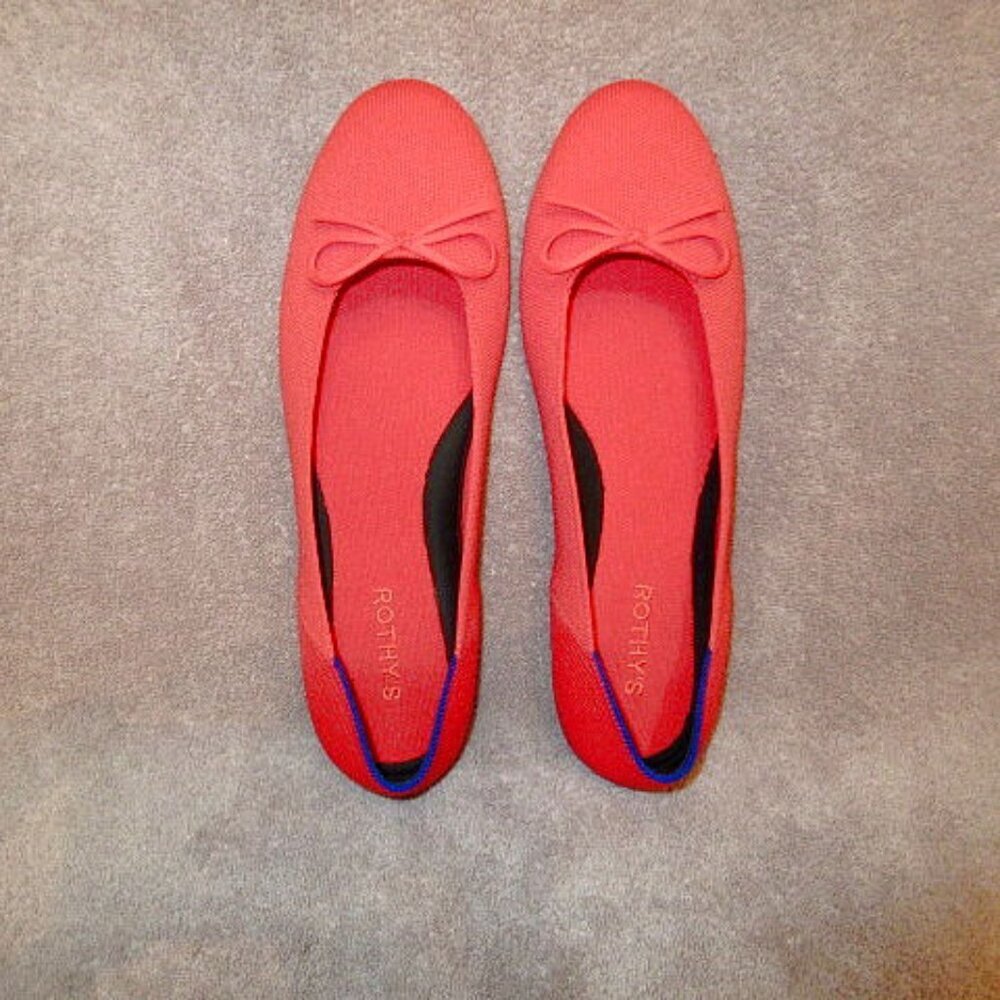 Rothy's The Ballet Flat in Glamour Red Size 11.5 Comfort Slip On Cushioned Bow
